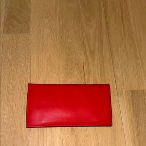 Red Women's Leather Clutch Wallet - Sleek Envelope Style